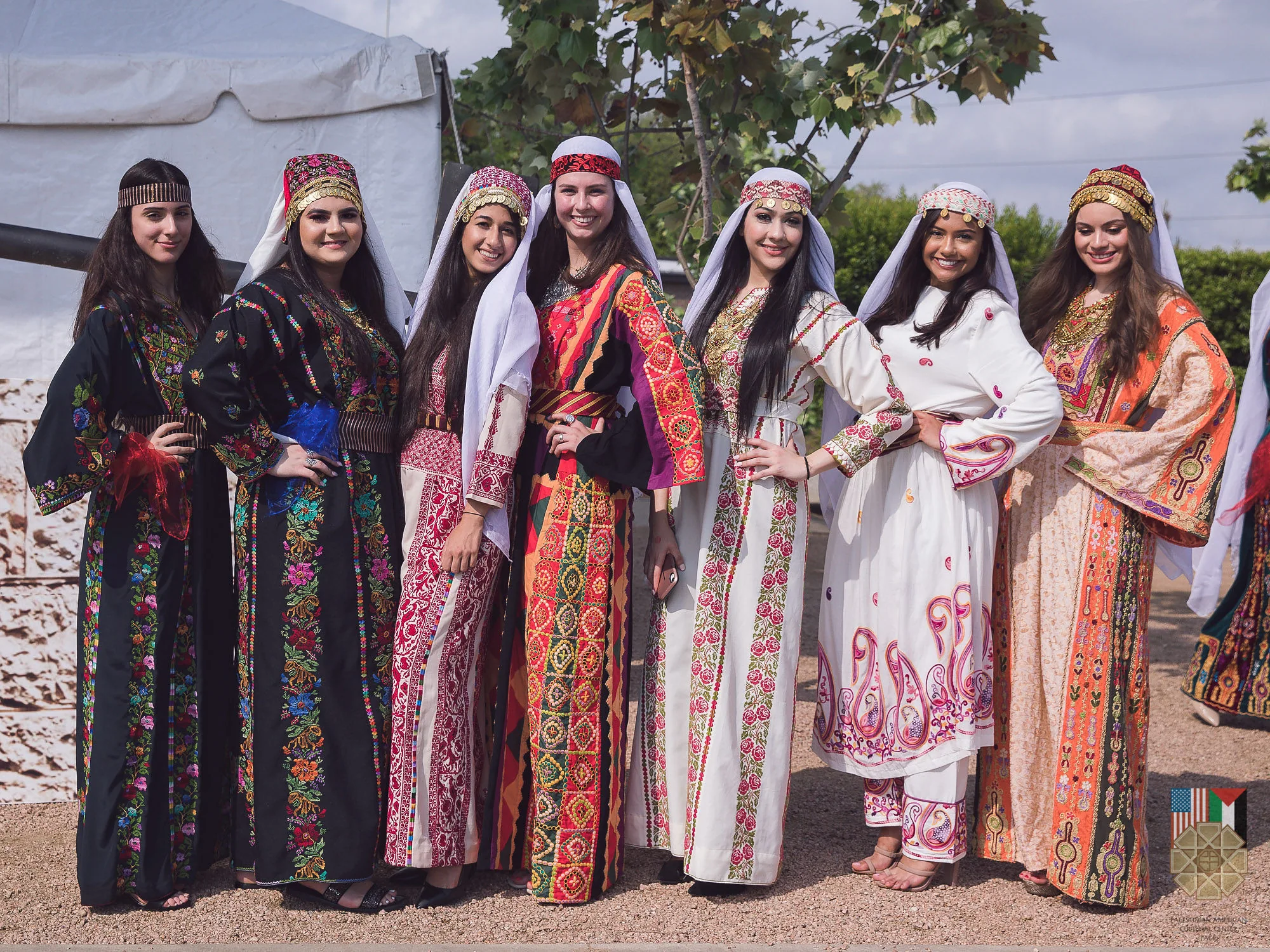 Women wearing regional Palestinian traditional dress at the 2019 festival