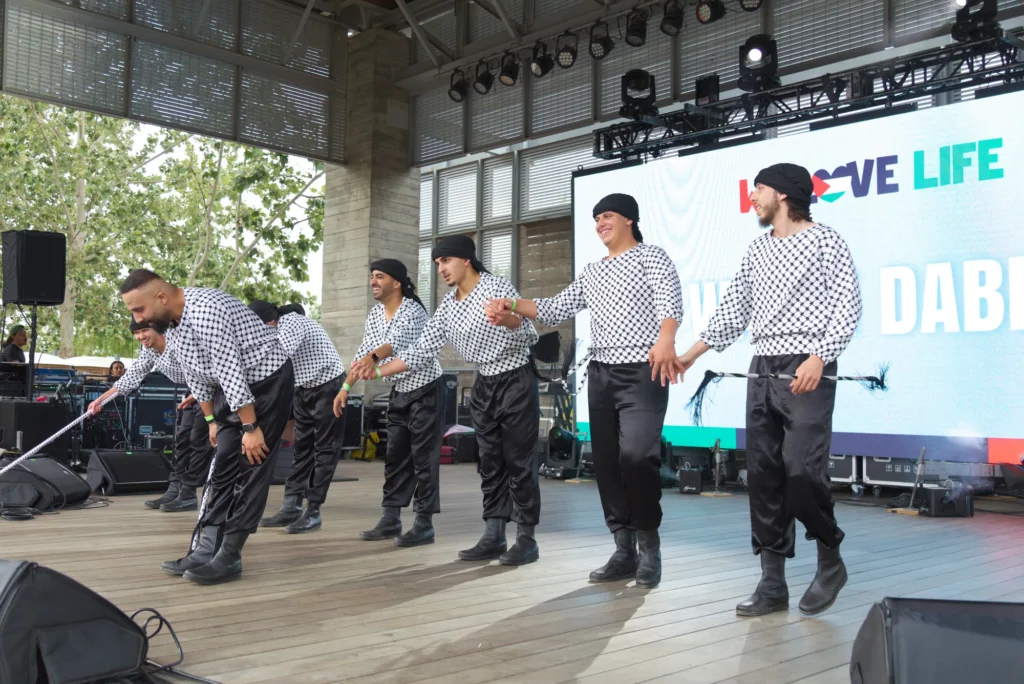 Dabke dancers performing on the Festival stage